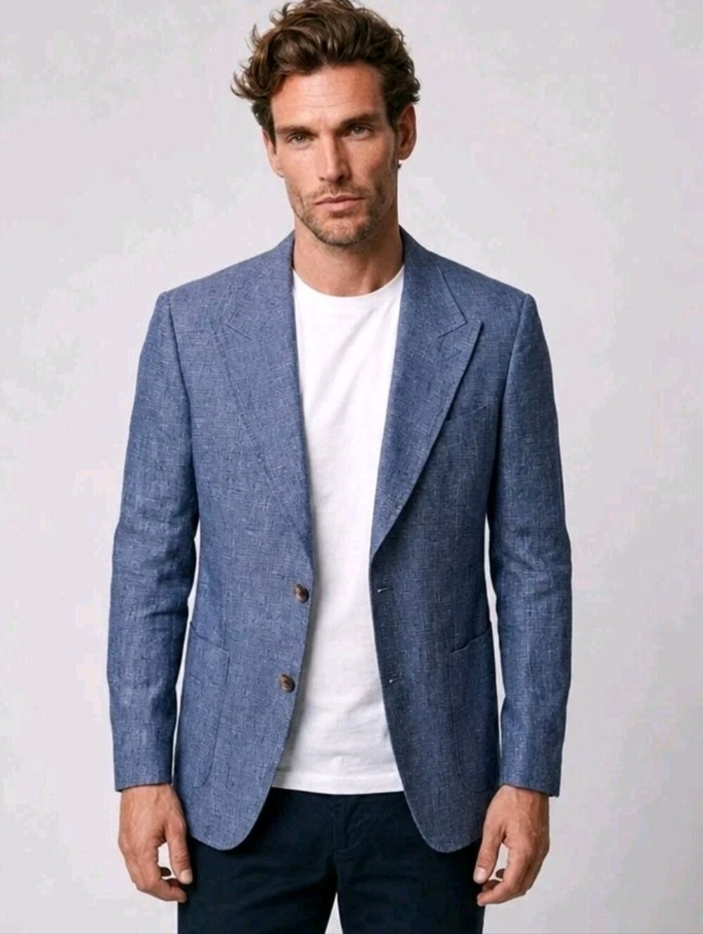 Suitsupply Blazer Mens 36 Blue 100% Linen Tollegno 1900 Italy Sport Coat Jacket